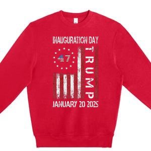 Donald Trump Inauguration Day 2025 47th President Usa Flag Premium Crewneck Sweatshirt