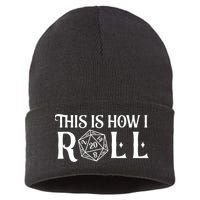 D20 This Is How I Roll Funny Dungeon Gamer Dragon Dice Sustainable Knit Beanie