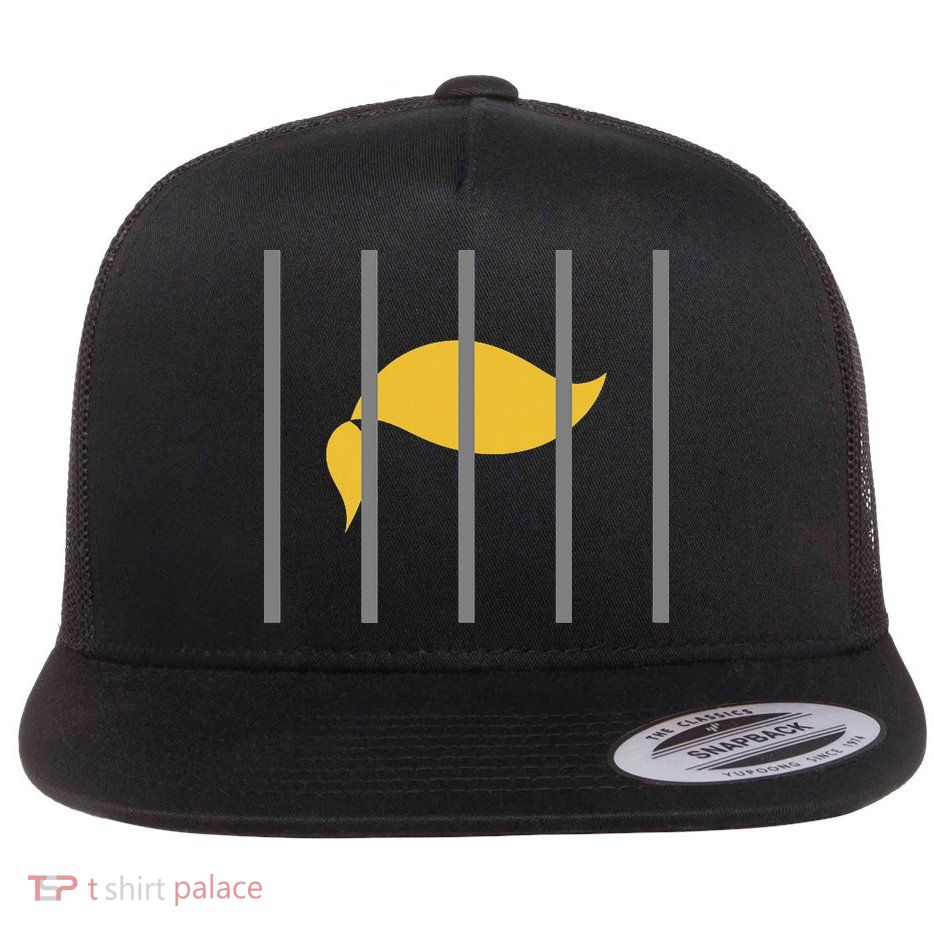 Donald Trump Impeach Anti Trump Behind Bars Flat Bill Trucker Hat