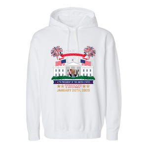 Donald Trump Inauguration Day 2025 47th President 47 Us Flag Garment-Dyed Fleece Hoodie