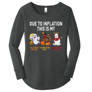 Due To Inflation This Is My Halloween Thanksgiving Christmas Women's Perfect Tri Tunic Long Sleeve Shirt