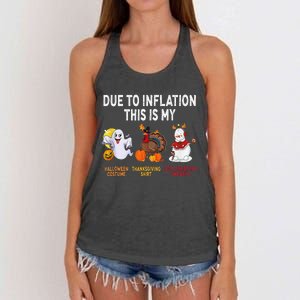 Due To Inflation This Is My Halloween Thanksgiving Christmas Women's Knotted Racerback Tank