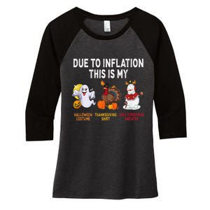 Due To Inflation This Is My Halloween Thanksgiving Christmas Women's Tri-Blend 3/4-Sleeve Raglan Shirt