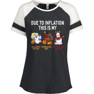 Due To Inflation This Is My Halloween Thanksgiving Christmas Enza Ladies Jersey Colorblock Tee