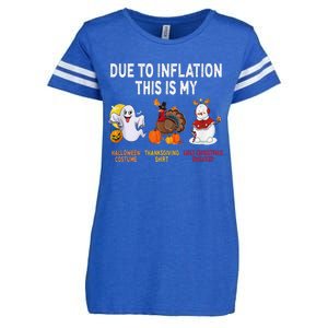 Due To Inflation This Is My Halloween Thanksgiving Christmas Enza Ladies Jersey Football T-Shirt