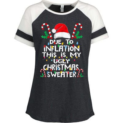 Due To Inflation Ugly Christmas Sweaters Funny Enza Ladies Jersey Colorblock Tee