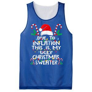 Due To Inflation Ugly Christmas Sweaters Funny Mesh Reversible Basketball Jersey Tank