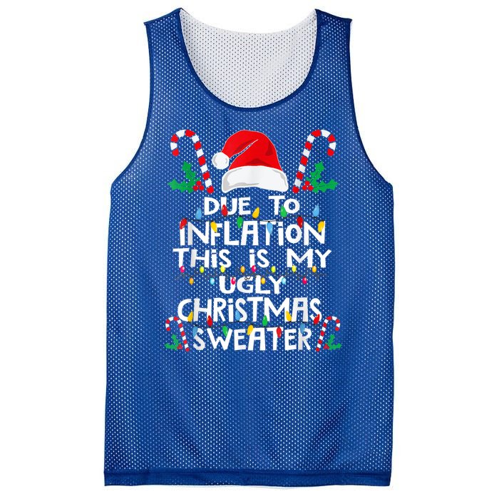 Due To Inflation Ugly Christmas Sweaters Funny Mesh Reversible Basketball Jersey Tank