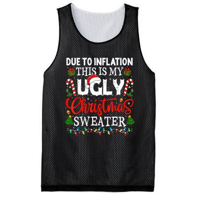 Due To Inflation Ugly Christmas Sweaters Funny Mesh Reversible Basketball Jersey Tank