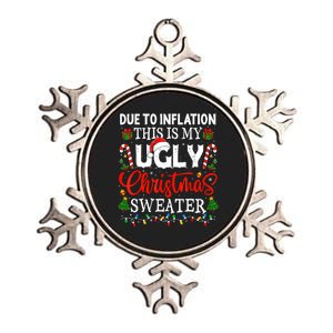 Due To Inflation Ugly Christmas Sweaters Funny Metallic Star Ornament