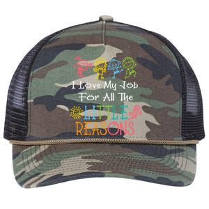 Daycare Teacher I Love My Job For All The Little Reasons Gift Retro Rope Trucker Hat Cap