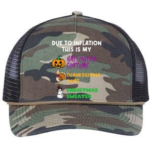 Due To Inflation Halloween Thanksgiving Christmas Sweater Retro Rope Trucker Hat Cap