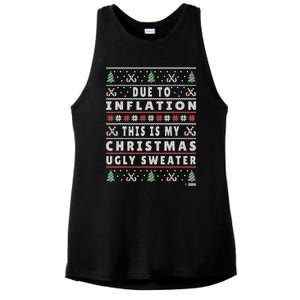 Due To Inflation Ugly Christmas Sweater, Funny Xmas Quote Ladies PosiCharge Tri-Blend Wicking Tank