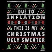 Due To Inflation Ugly Christmas Sweater, Funny Xmas Quote Sustainable Bucket Hat
