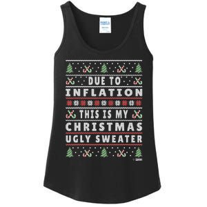 Due To Inflation Ugly Christmas Sweater, Funny Xmas Quote Ladies Essential Tank