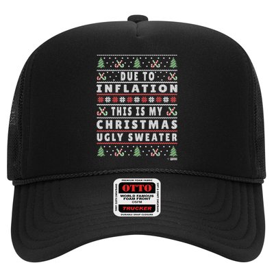 Due To Inflation Ugly Christmas Sweater, Funny Xmas Quote Trucker Hat