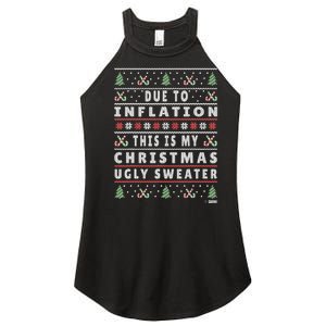 Due To Inflation Ugly Christmas Sweater, Funny Xmas Quote Women's Perfect Tri Rocker Tank