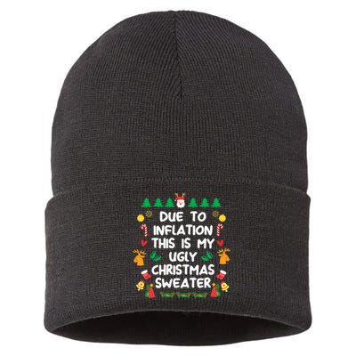 Due To Inflation This Is My Christmas Ugly Christmas Sustainable Knit Beanie