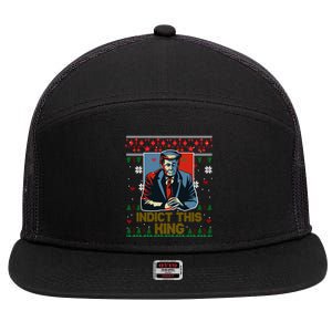 Donald Trump Indict This Ugly Christmas Funny Trump Ugly Christmas 7 Panel Mesh Trucker Snapback Hat