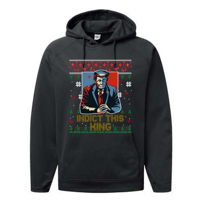 Donald Trump Indict This Ugly Christmas Funny Trump Ugly Christmas Performance Fleece Hoodie