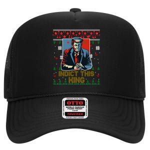 Donald Trump Indict This Ugly Christmas Funny Trump Ugly Christmas High Crown Mesh Back Trucker Hat