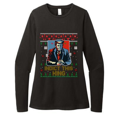 Donald Trump Indict This Ugly Christmas Funny Trump Ugly Christmas Womens CVC Long Sleeve Shirt