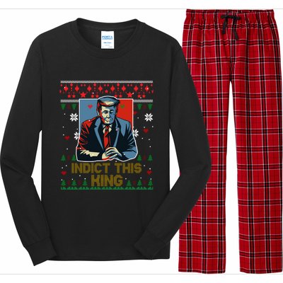 Donald Trump Indict This Ugly Christmas Funny Trump Ugly Christmas Long Sleeve Pajama Set