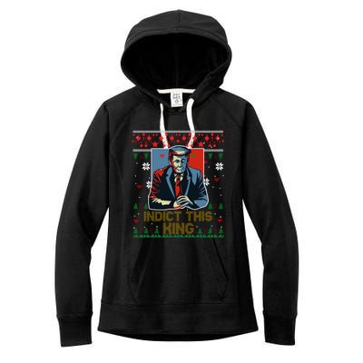 Donald Trump Indict This Ugly Christmas Funny Trump Ugly Christmas Women's Fleece Hoodie