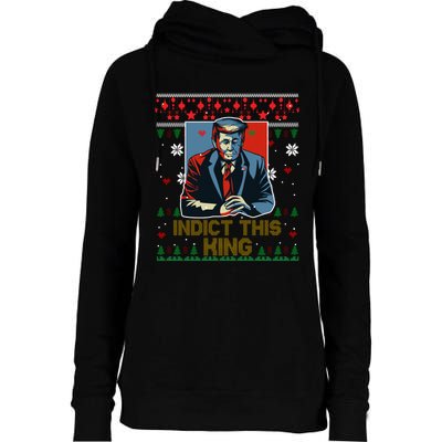 Donald Trump Indict This Ugly Christmas Funny Trump Ugly Christmas Womens Funnel Neck Pullover Hood