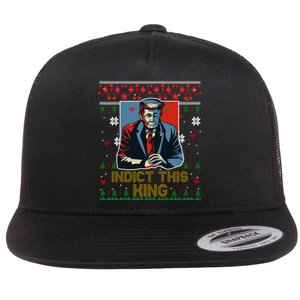 Donald Trump Indict This Ugly Christmas Funny Trump Ugly Christmas Flat Bill Trucker Hat