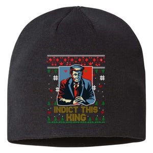 Donald Trump Indict This Ugly Christmas Funny Trump Ugly Christmas Sustainable Beanie