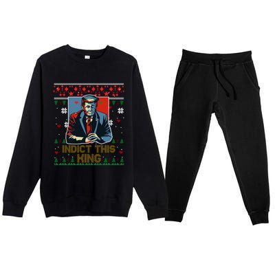 Donald Trump Indict This Ugly Christmas Funny Trump Ugly Christmas Premium Crewneck Sweatsuit Set