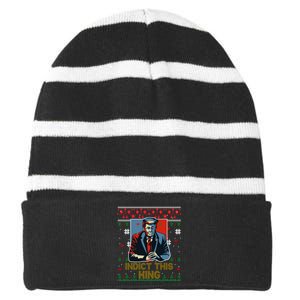 Donald Trump Indict This Ugly Christmas Funny Trump Ugly Christmas Striped Beanie with Solid Band