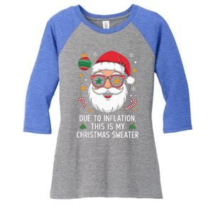 Due To Inflation Christmas Sweater Women's Tri-Blend 3/4-Sleeve Raglan Shirt