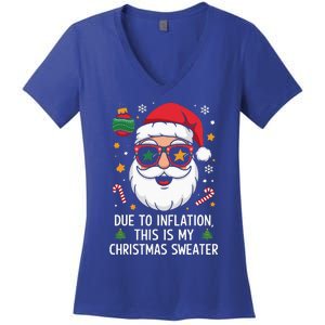 Due To Inflation Christmas Sweater Women's V-Neck T-Shirt