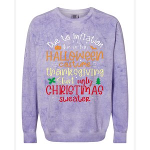 Due To Inflation This Is My Funny Halloween Costume Funny Colorblast Crewneck Sweatshirt