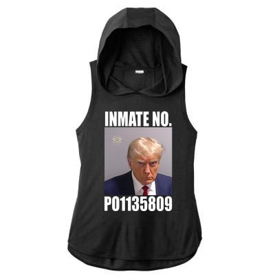 Donald Trump Inmate Number Mugshot Ladies PosiCharge Tri-Blend Wicking Draft Hoodie Tank