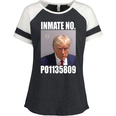 Donald Trump Inmate Number Mugshot Enza Ladies Jersey Colorblock Tee