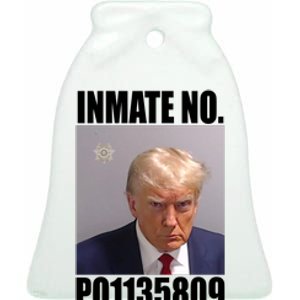 Donald Trump Inmate Number Mugshot Ceramic Bell Ornament