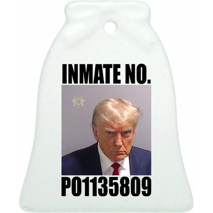 Donald Trump Inmate Number Mugshot Ceramic Bell Ornament