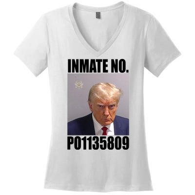 Donald Trump Inmate Number Mugshot Women's V-Neck T-Shirt