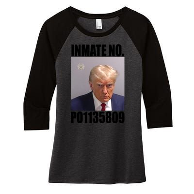 Donald Trump Inmate Number Mugshot Women's Tri-Blend 3/4-Sleeve Raglan Shirt