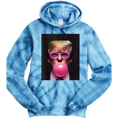 Donald Trump In Pink Blowing Bubble Gum Pro Trump 2024 Tie Dye Hoodie