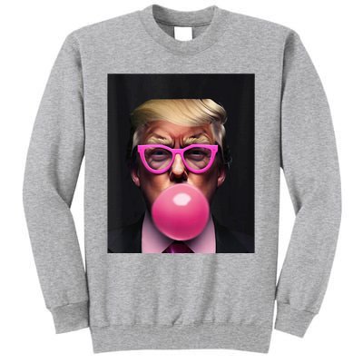 Donald Trump In Pink Blowing Bubble Gum Pro Trump 2024 Tall Sweatshirt