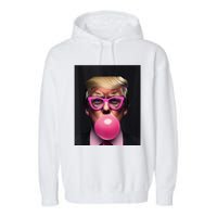 Donald Trump In Pink Blowing Bubble Gum Pro Trump 2024 Garment-Dyed Fleece Hoodie