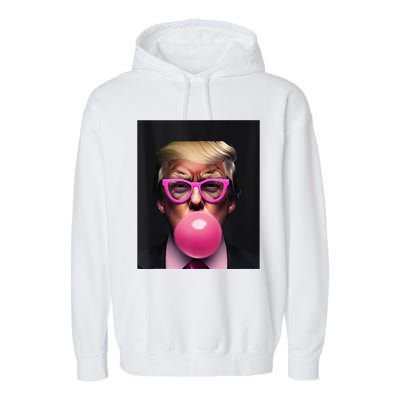 Donald Trump In Pink Blowing Bubble Gum Pro Trump 2024 Garment-Dyed Fleece Hoodie