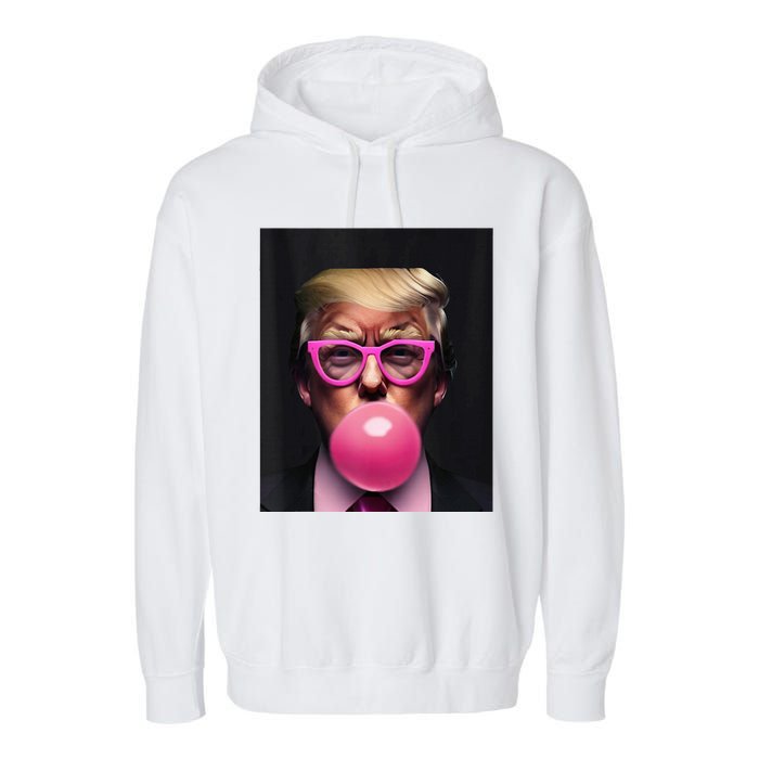 Donald Trump In Pink Blowing Bubble Gum Pro Trump 2024 Garment-Dyed Fleece Hoodie