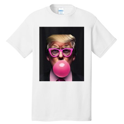 Donald Trump In Pink Blowing Bubble Gum Pro Trump 2024 Tall T-Shirt