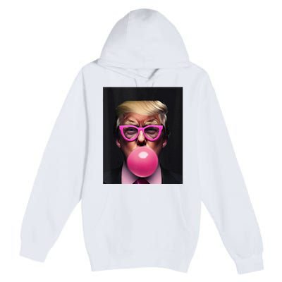 Donald Trump In Pink Blowing Bubble Gum Pro Trump 2024 Premium Pullover Hoodie