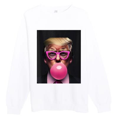 Donald Trump In Pink Blowing Bubble Gum Pro Trump 2024 Premium Crewneck Sweatshirt